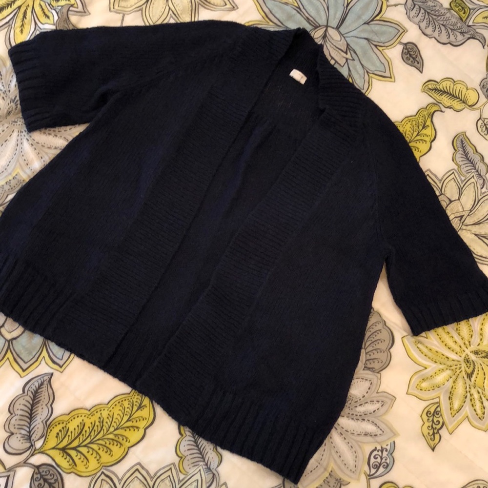 J crew shirt sleeve knit cardigan (navy blue)